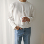 纯色潮流宽松内搭休闲圆领打底衫 MRCYC韩系纯棉长袖 T恤男秋季 上衣