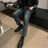 小脚裤 MRCYC九分牛仔裤 子 韩系潮流破洞裤 复古直筒修身 男士 春秋款