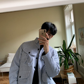 潮流韩系宽松夹克帅气百搭休闲男装 MRCYC男士 条纹外套秋季 上衣服