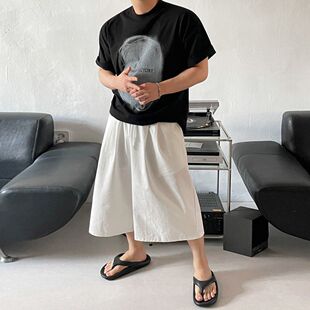 韩系百搭过膝五分裤 MRCYC设计感阔腿七分裤 宽松休闲短裤 夏季 男士
