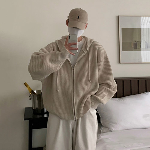 MRCYC韩版宽松连帽针织开衫毛衣