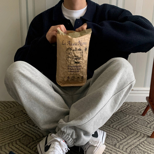 MRCYC韩版纯色翻领针织开衫毛衣