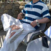 宽松圆领短t韩系潮流复古半袖 MRCYC老钱风撞色针织短袖 男夏季 T恤