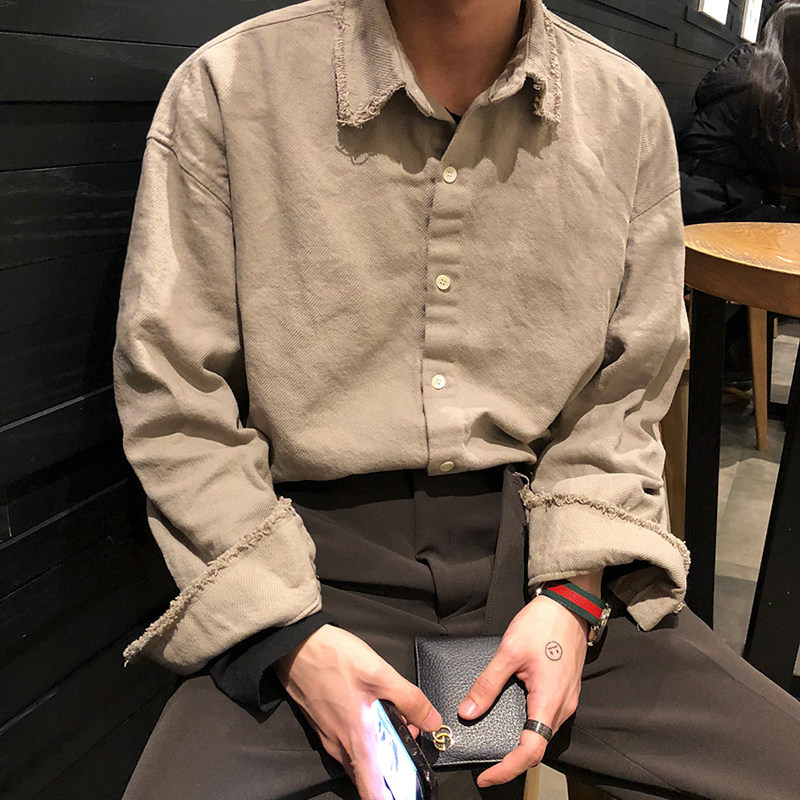 MRCYC秋季新款复古长袖衬衫外套男士韩系潮流帅气衬衣工装日系风,男装,衬衫,淘宝优惠券,粉丝福利购,淘宝优惠卷