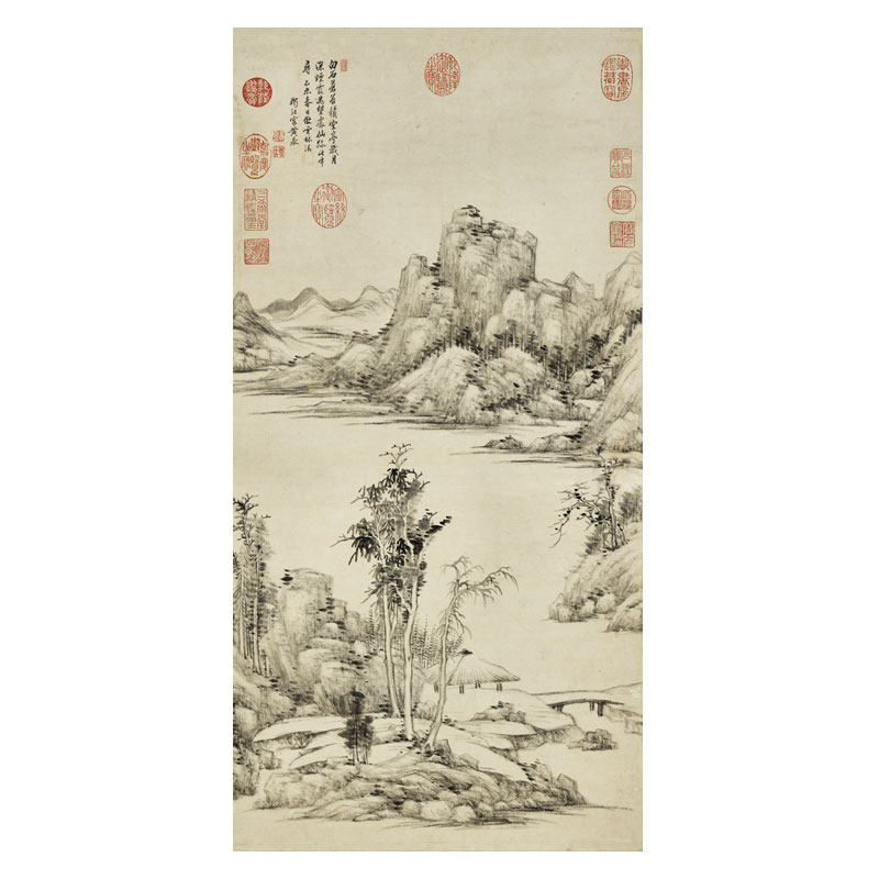 清黄鼎山水新中式装饰画山水画挂画客厅沙发玄关茶楼挂画字画国画,家居饰品,国画,淘宝优惠券,粉丝福利购,淘宝优惠卷