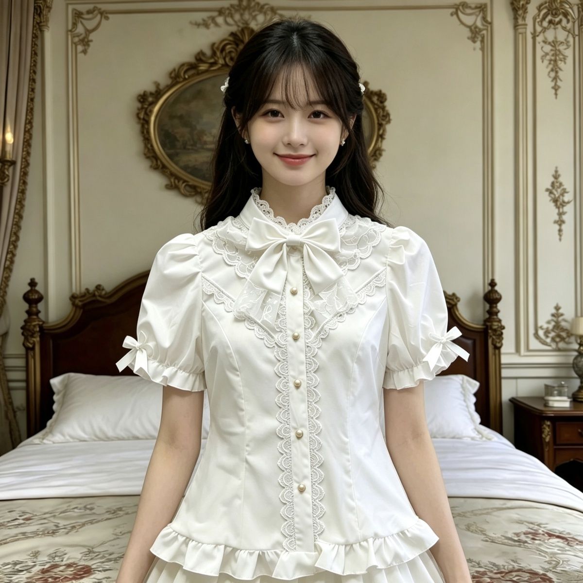 星芙颂洋装原创设计Lolita甜美可爱蕾丝衬衫短袖jsk内搭衬衫上衣