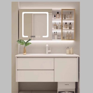 115扫地机器人基站洗漱台 105 一体陶瓷盆浴室柜65CM75厘米85