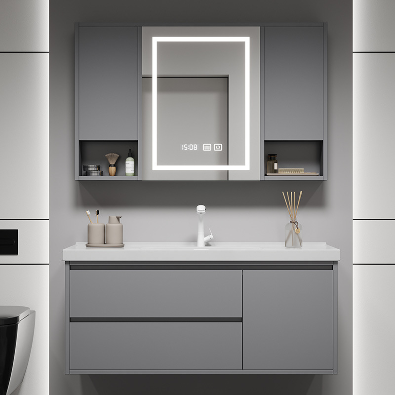 加工蜂窝铝74/84/94/104/114CM一体陶瓷盆浴室柜组合卫生间洗漱台