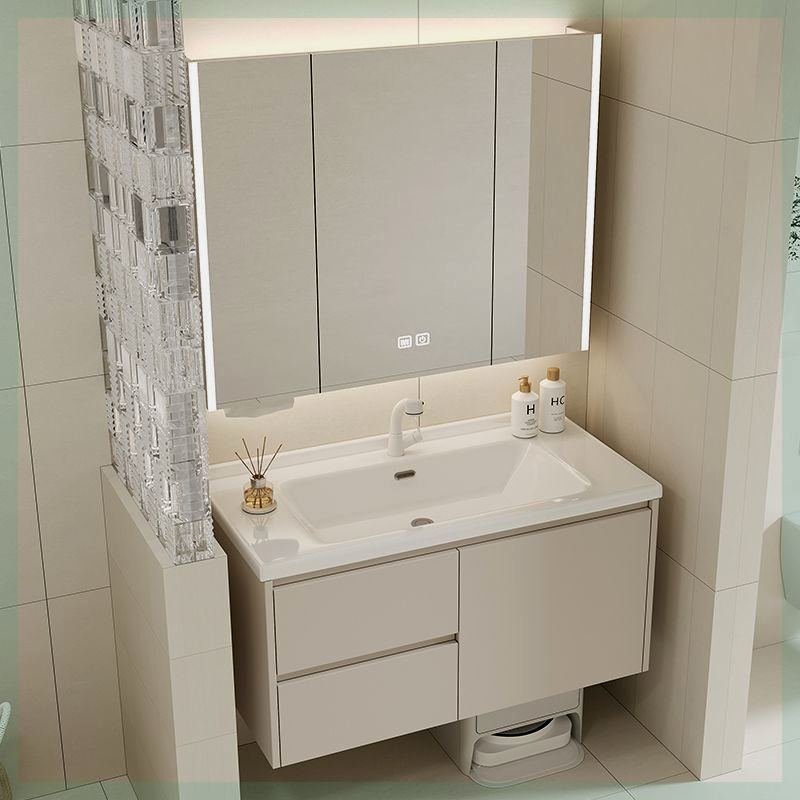 一体陶瓷盆浴室柜64CM74厘米84/94/104/114扫地机器人基站洗漱台