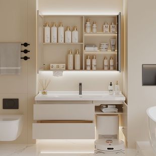 115扫地机器人基站洗漱台 105 一体陶瓷盆浴室柜65CM75厘米85