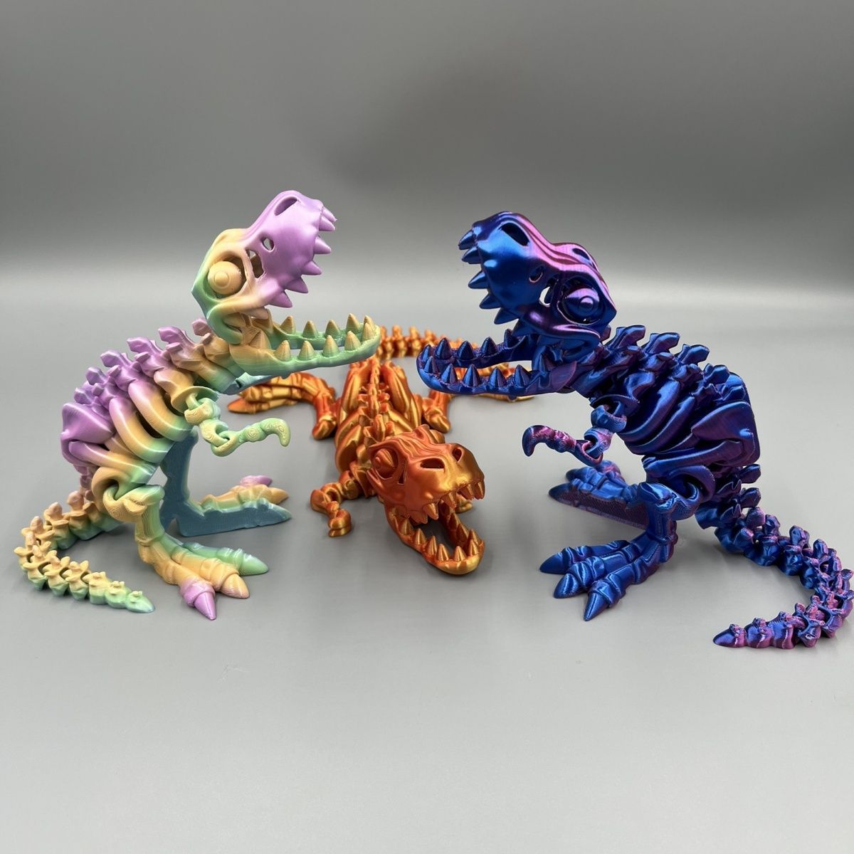潮玩3D打印超级爆款霸王恐龙关节可动骨架变形摆件手办工艺品玩具