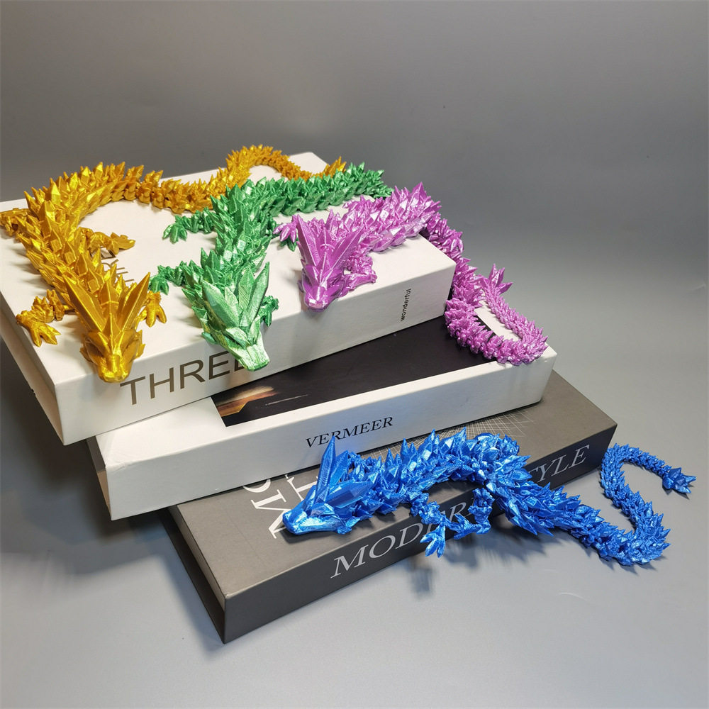 3d打印水晶龙中华龙扭扭龙关节可动国潮风摇摆龙居家车载玩具摆件