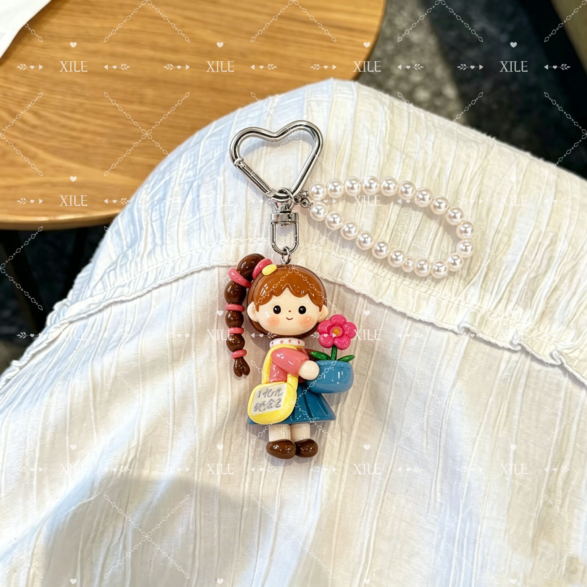 喜乐手工软陶少女卡通钥匙扣