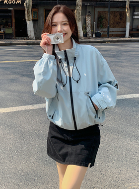 首发现货春装新款26外套女风衣工装蓝色2D044-719-P130-K195