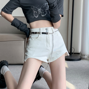 外穿a字阔腿高腰显瘦休闲不规则超短热裤 女秋季 牛仔短裤 2026新款