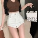 女夏季 新款 外穿高腰显瘦显腿长紧身美式 白色牛仔短裤 辣妹超短热裤