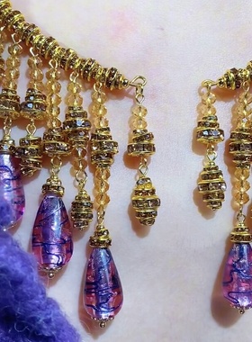 中古饰品手工古法外画花朵琉璃红色大气复古新年喜庆端庄款项链