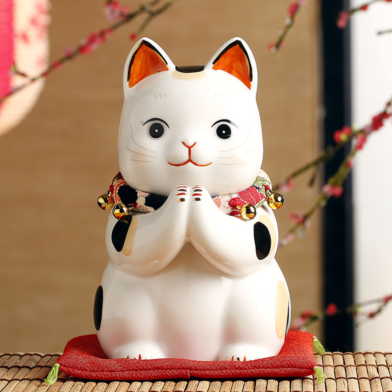 正品【自营】日本药师窑招财猫摆件日式开业结婚礼物陶瓷进口大号