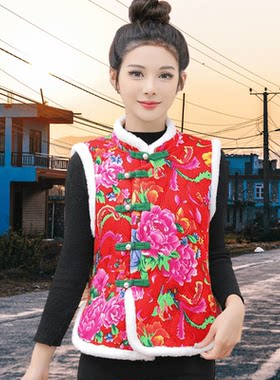 坎肩妈妈装马甲加绒大码背心外套