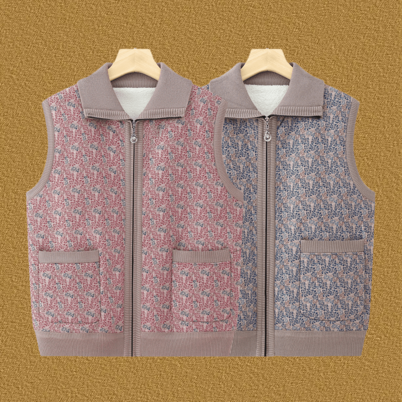 奶奶冬季针织马甲保暖背心