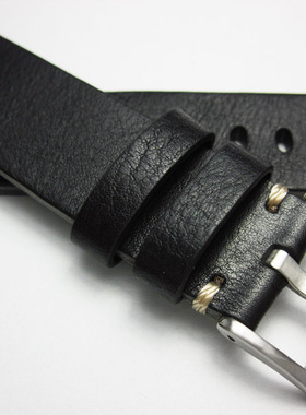 厚款黑色头层牛皮表带复折18mm19mm21mm22mm意大利真皮表带