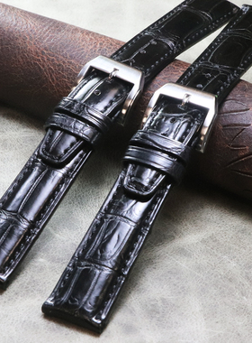 快拆表带葡萄牙波涛菲美洲鳄鱼表带20mm21mm22mm竹节纹真皮表带男