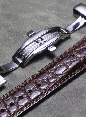 手工蝴蝶扣18mm19mm20mm21mm22mm美洲凯门鳄鱼皮表带定制