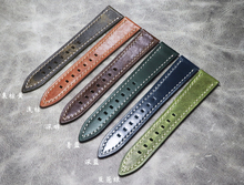 透气耐用手工油蜡皮疯马皮18mm19mm20mm21mm22mm快拆真皮牛皮表带