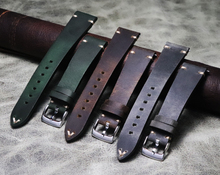 手工21mm22mm真皮20mm*16mm探险蚝式水鬼复古绿色疯马皮快拆表带