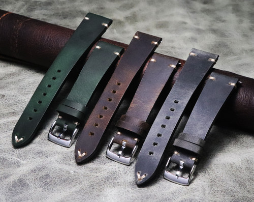 手工真皮复古快拆牛皮表带疯马皮