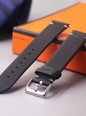 薄款快拆法国真皮小牛皮表带斜纹18mm19mm20mm21mm22mm真皮表带