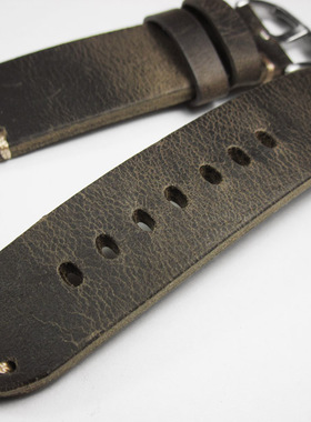 磨砂户外登山牛皮表带20mm21mm定制手工疯马皮表带