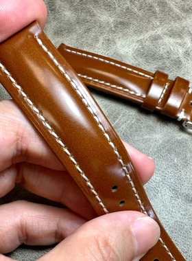 牛皮亮皮表带18mm19mm20mm21mm22mm高光牛漆皮表带媲美马臀皮