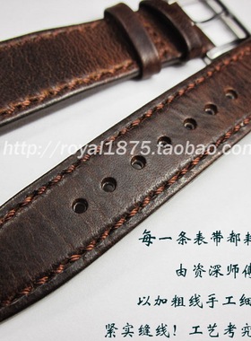 纯手工手表表带watch表带22mm21mm20mm疯马皮表带真皮牛皮表带