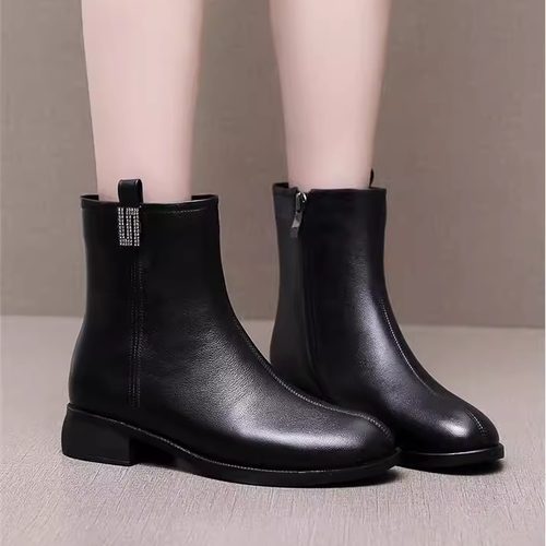 真皮软底马丁靴加绒保暖短靴女鞋