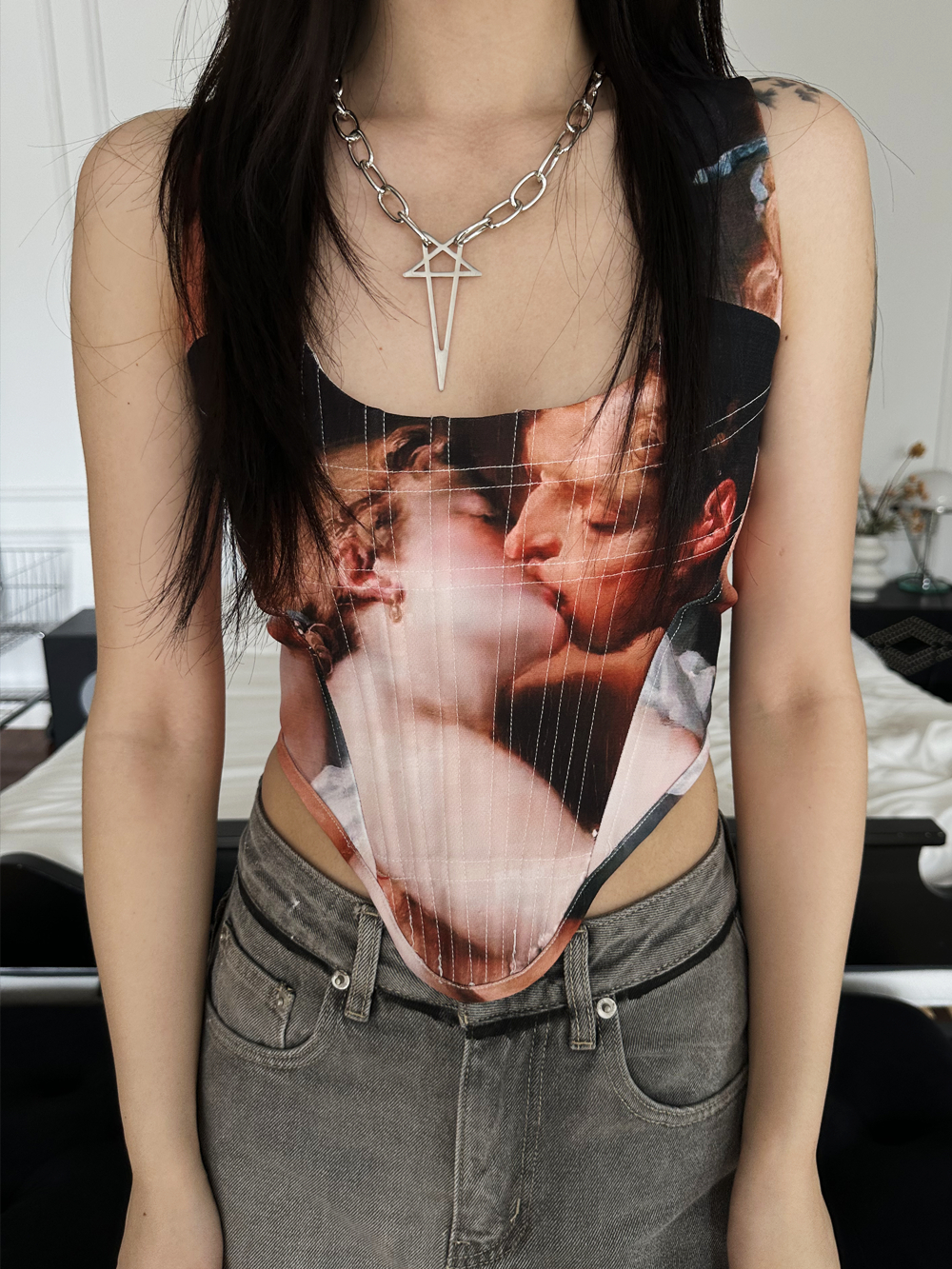 HERCULES土星鱼骨吊带显瘦上衣