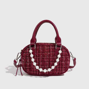 迷你小双肩包女2025新款韩版时尚休闲多用ins超火斜挎包珍串手提