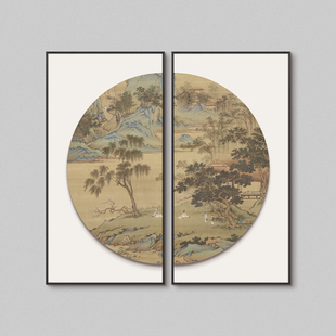 新品 饰画轻奢高级感挂画玄关高档两联客厅背景墙面壁 餐厅装 新中式