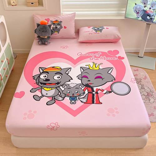 儿童床笠单件纯全棉0.9m1.2m喜美羊羊灰太狼床垫保护套罩1.35卡通