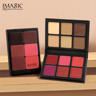 IMAGIC 12色多功能粉底和腮红膏盘韩女水光肌膨胀氛围腮红修容盘