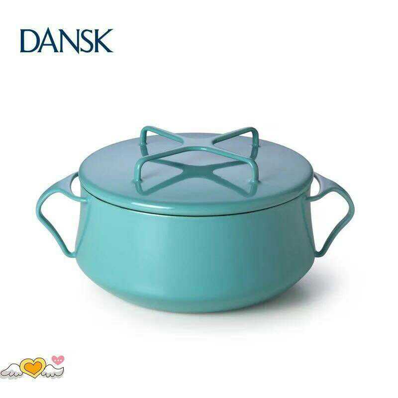 顺丰包邮日本dansk珐琅锅双耳十字盖炖锅煲18cm 2.2l