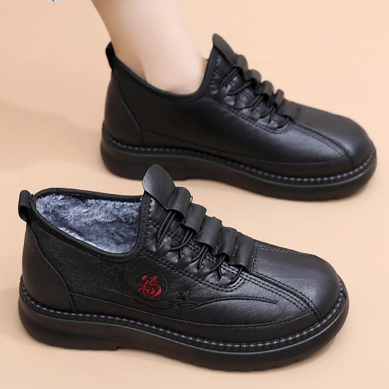 冬季加绒加厚防滑保暖防水妈妈鞋