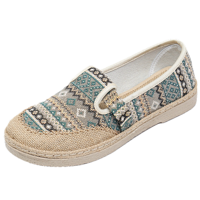 牛筋底亚麻布复古渔夫鞋