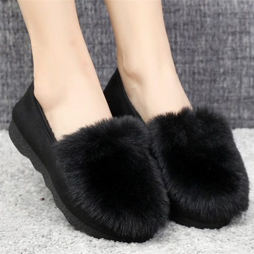 老北京布鞋加绒保暖特大码毛毛鞋