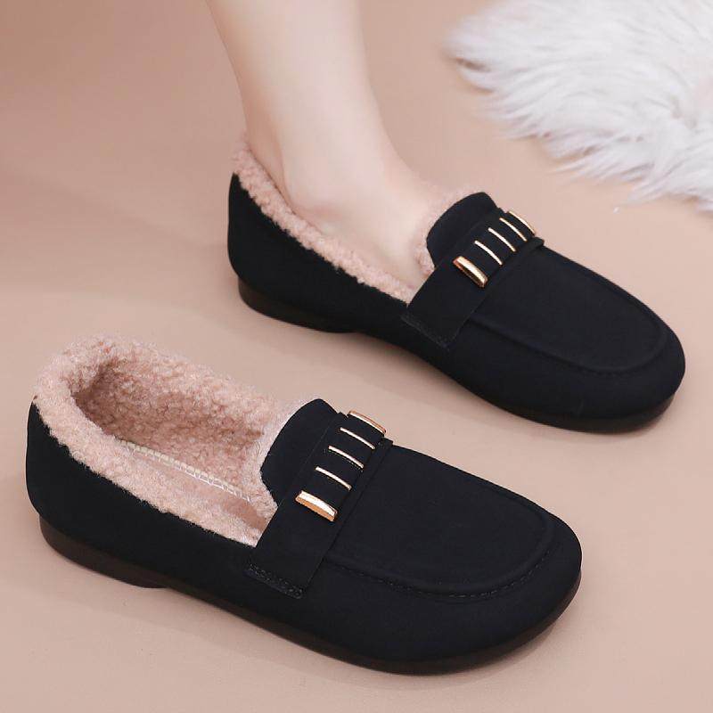秋冬季老北京布鞋加绒豆豆鞋女棉鞋黑色工作鞋软底百搭保暖毛毛鞋,女鞋,乐福鞋（豆豆鞋）,淘宝优惠券,粉丝福利购,淘宝优惠卷