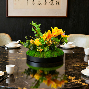 新中式圆桌花仿真花酒店餐厅饭店中间摆花宴会包厢桌面装饰花摆花