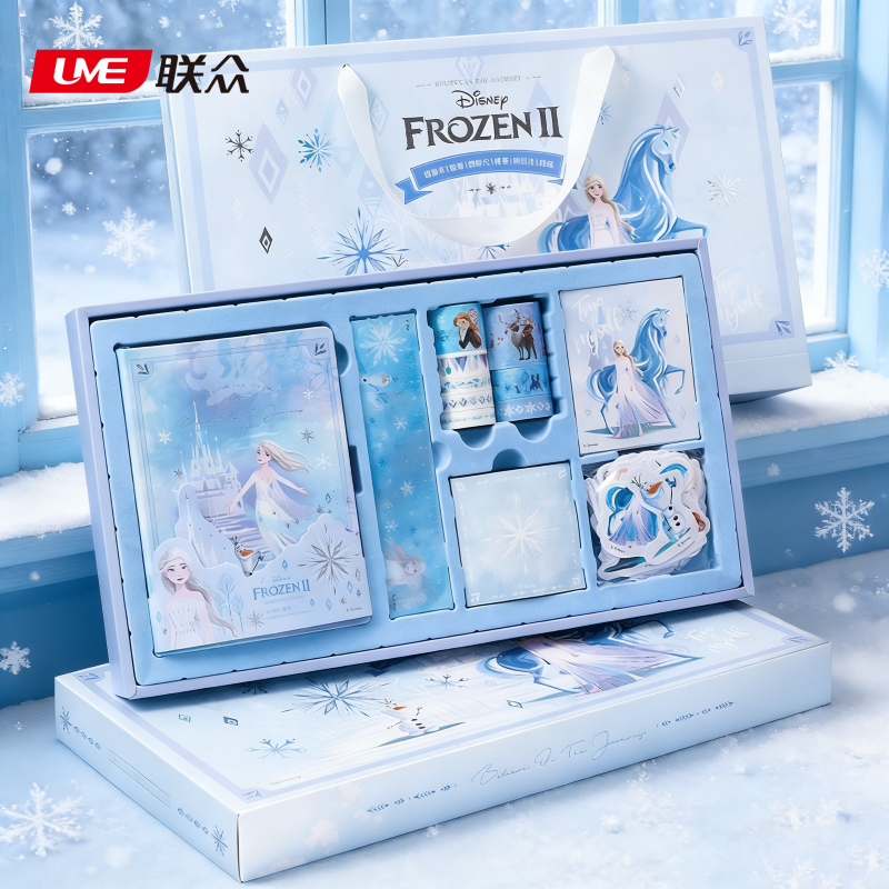 联众迪士尼冰雪奇缘豪华版手账套装女孩款爱莎公主彩页笔记本高颜值2026手帐本礼盒儿童日记本送礼生日礼物