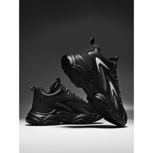 秋冬款男鞋码号46加肥47宽48黑色运动潮流休闲老爹鞋男大胖胖鞋子