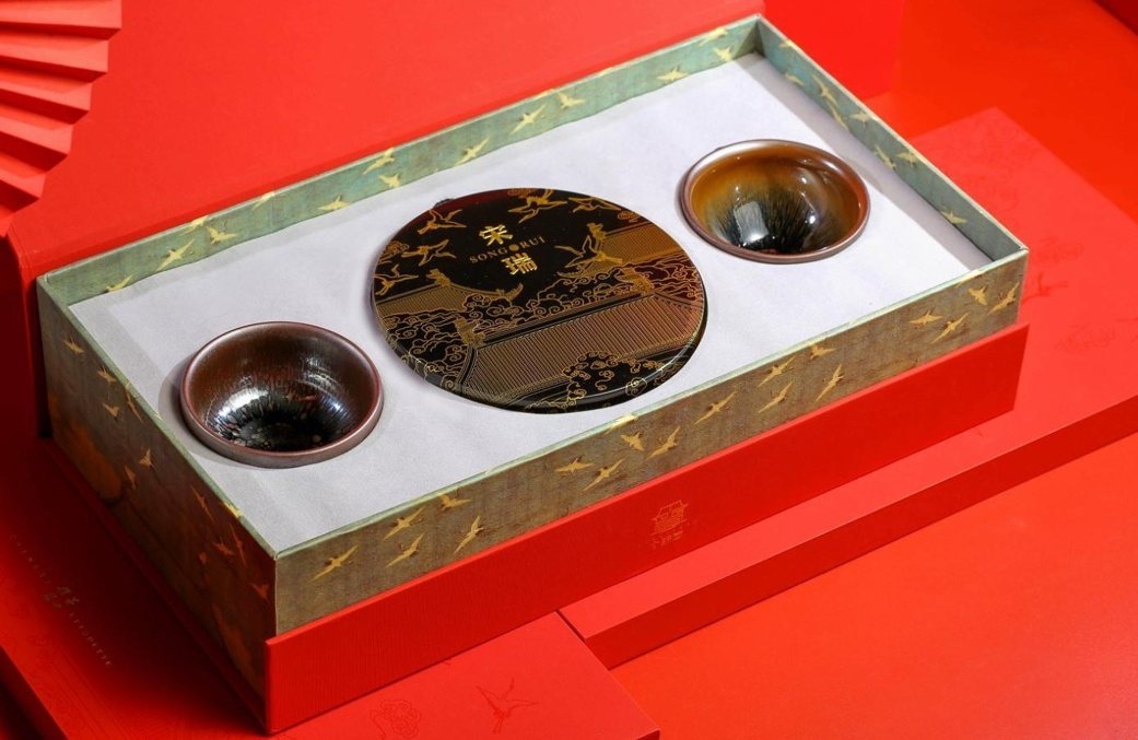 个杯堂 宋瑞·一茶两盏（福鼎白茶）茶杯礼盒 中式建盏礼盒