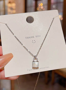 轻奢小众贝母锁头钛钢项链ins潮